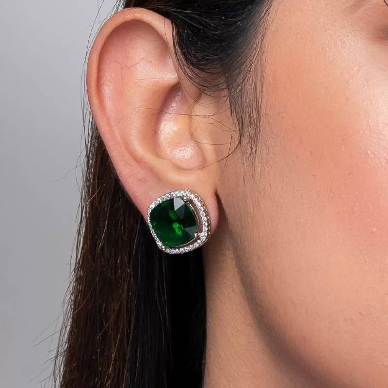 Square American Diamond Stud Earring