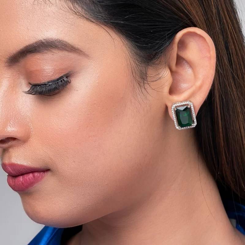 Rectangle American Diamond Stud Earring