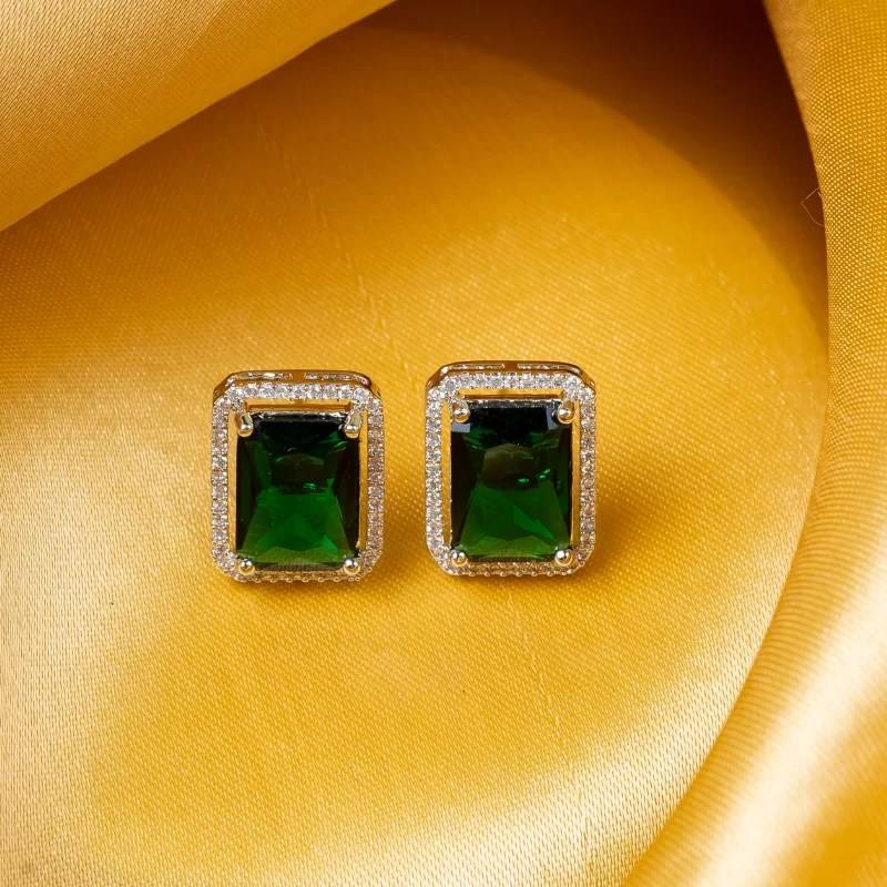 Rectangle American Diamond Stud Earring