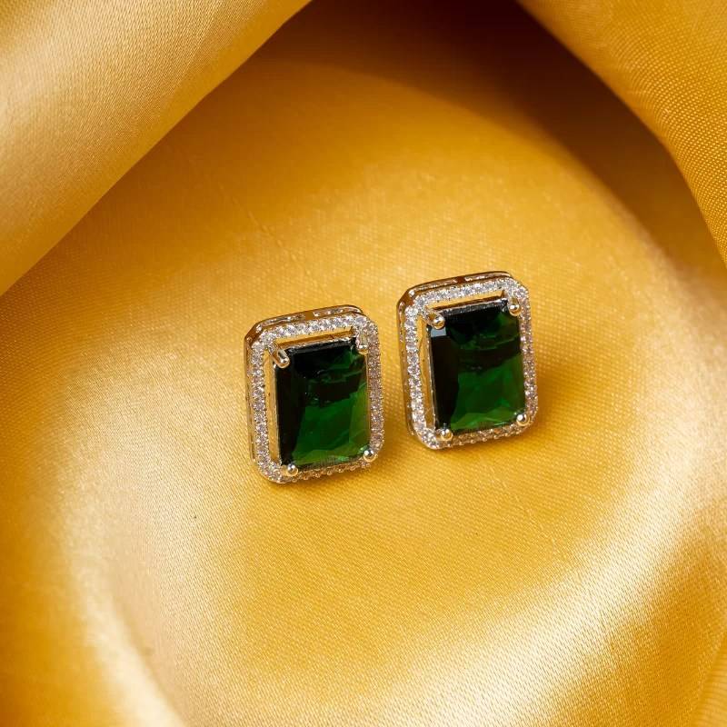 Rectangle American Diamond Stud Earring