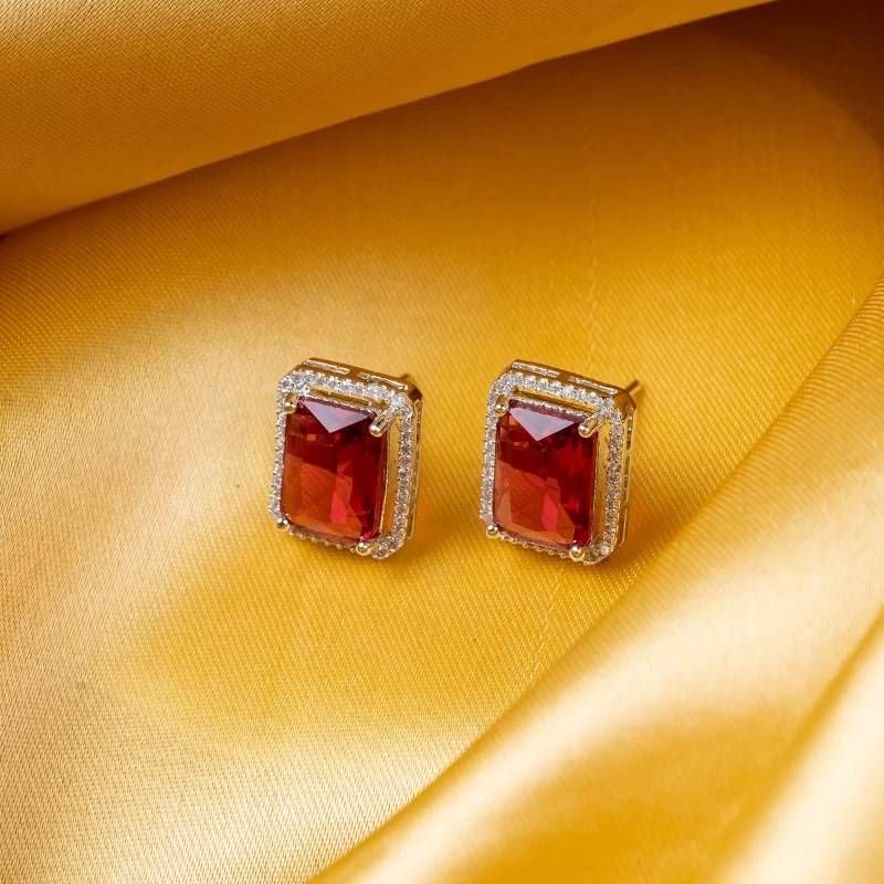 Rectangle American Diamond Stud Earring