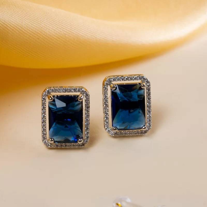 Rectangle American Diamond Stud Earring
