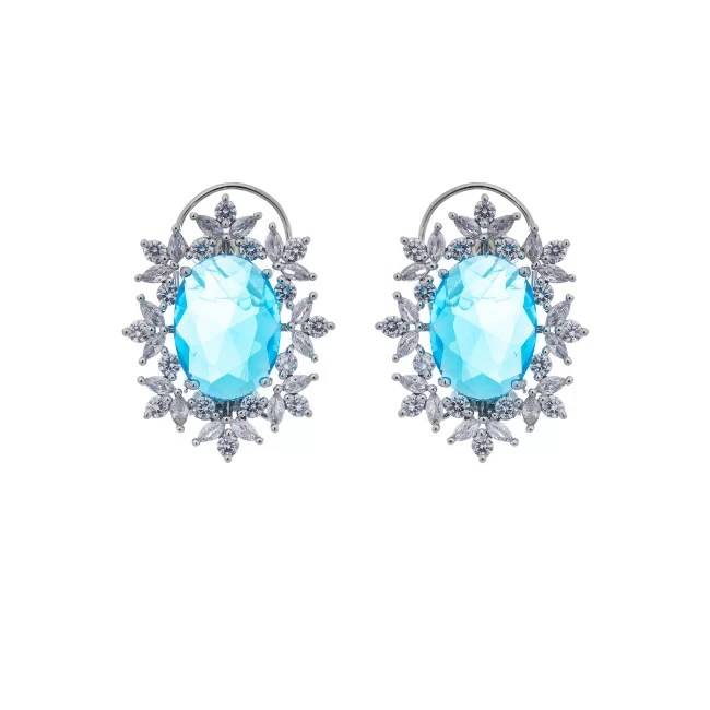 Oval Crystal American Diamond Stud Earring