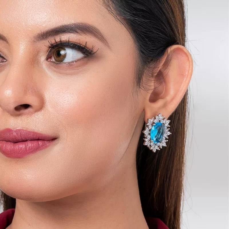 Oval Crystal American Diamond Stud Earring