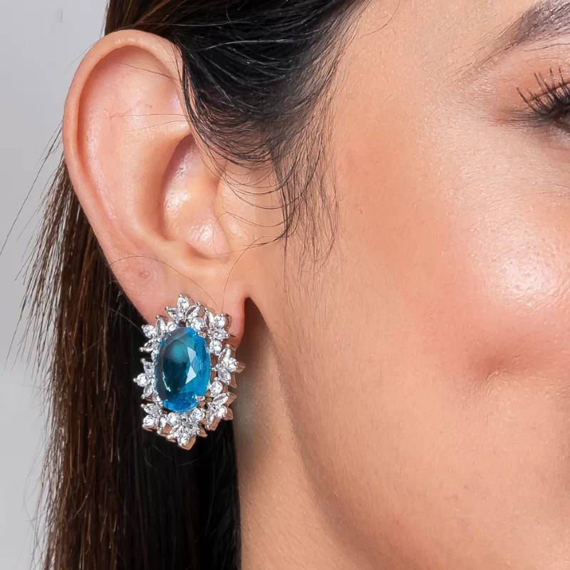 Oval Crystal American Diamond Stud Earring