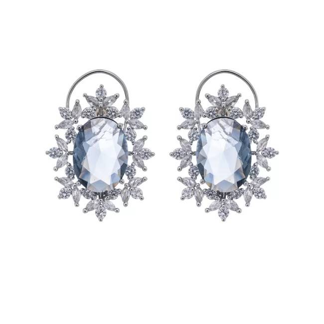 Oval Crystal American Diamond Stud Earring