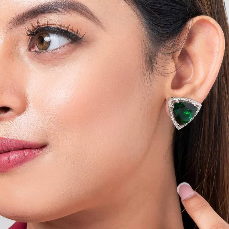Triangle American Diamond Stud Earring