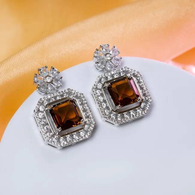 Eternal Drop Cz American Diamond Earrings