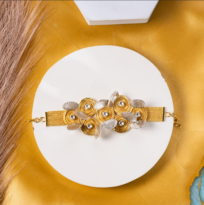 Dual Tone Handmade Contemporary Bracelet