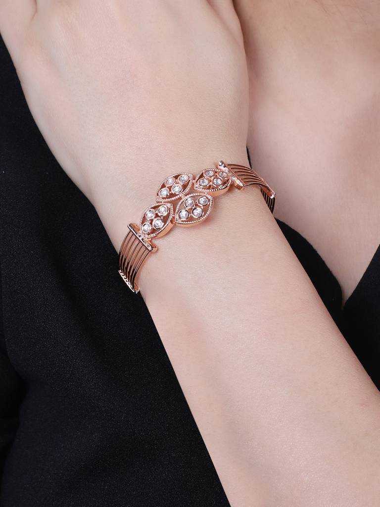 Firoza Rose Gold Plated Shaheen Bracelet : SHAHEENHANDCUFF1457