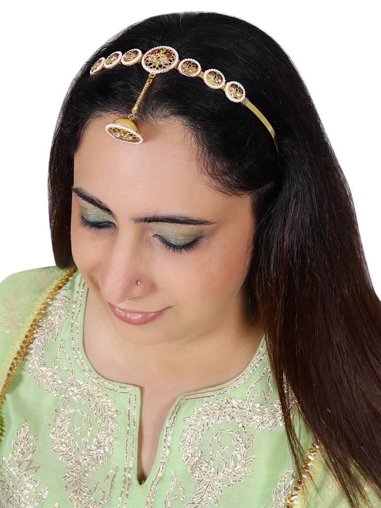 Firoza Mrig Joda Sheeshphool With Borla Hairband : SHEESHPHOOLBORLA1593
