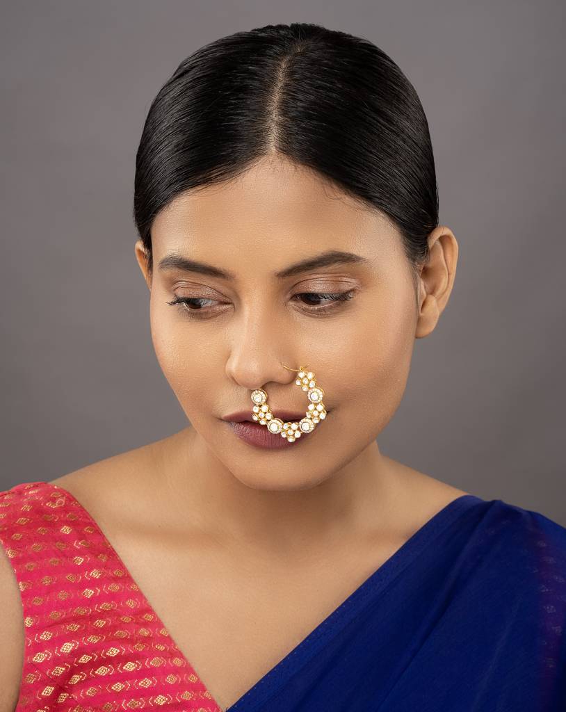 925 Silver Moissanite Polki Svarnika Nath : PJN3