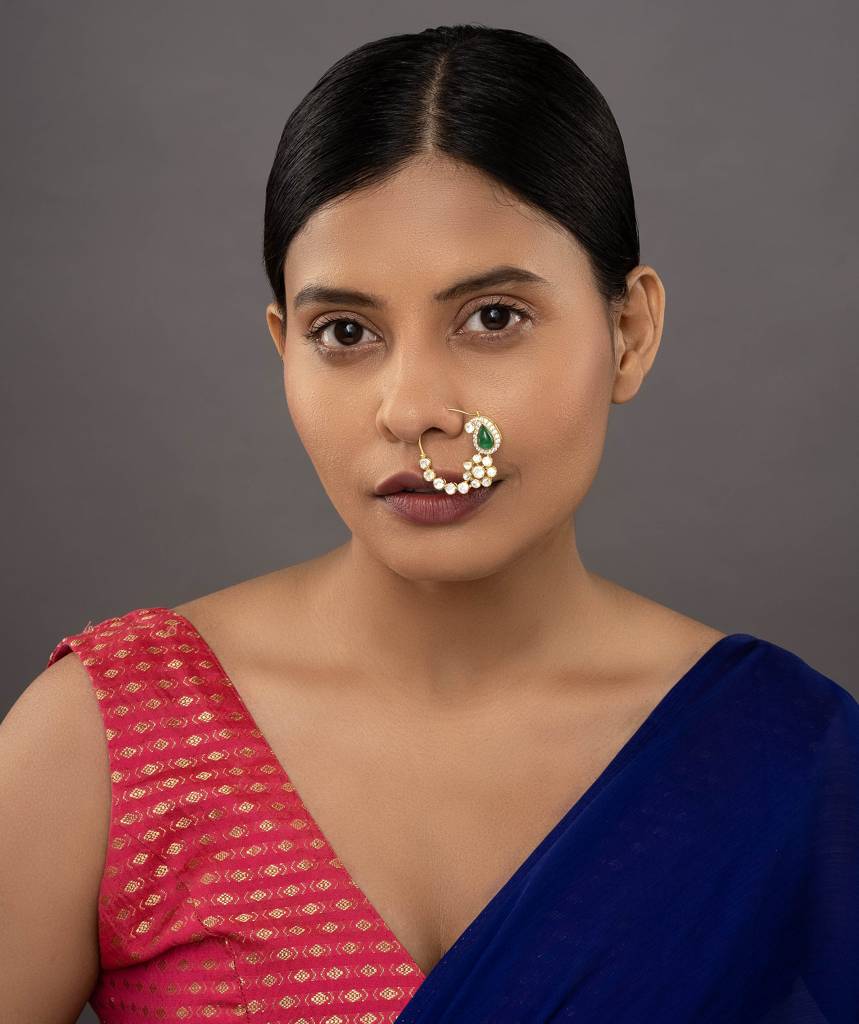 925 Silver Moissanite Polki Tarini Nath : PJN5