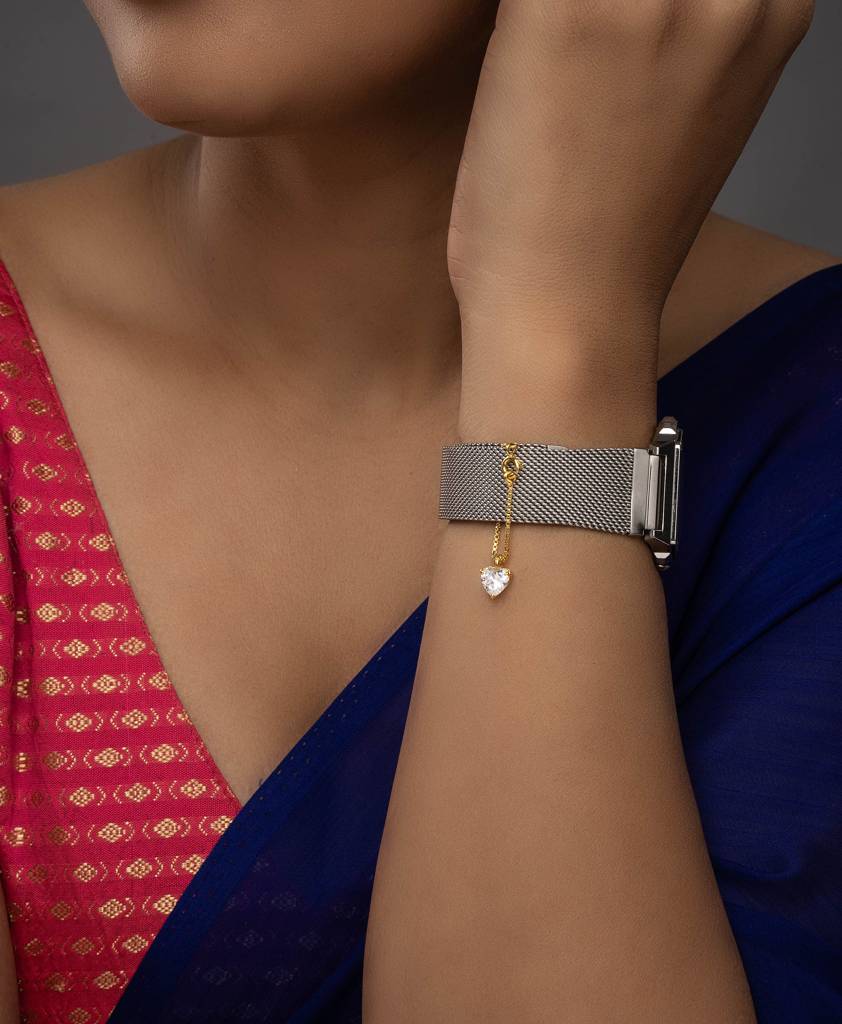 925 Silver Heart Solitaire Watch Charm : CSWC384