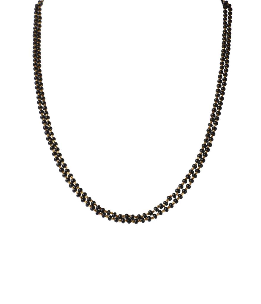 Double Line Black Beads Chain : CS94