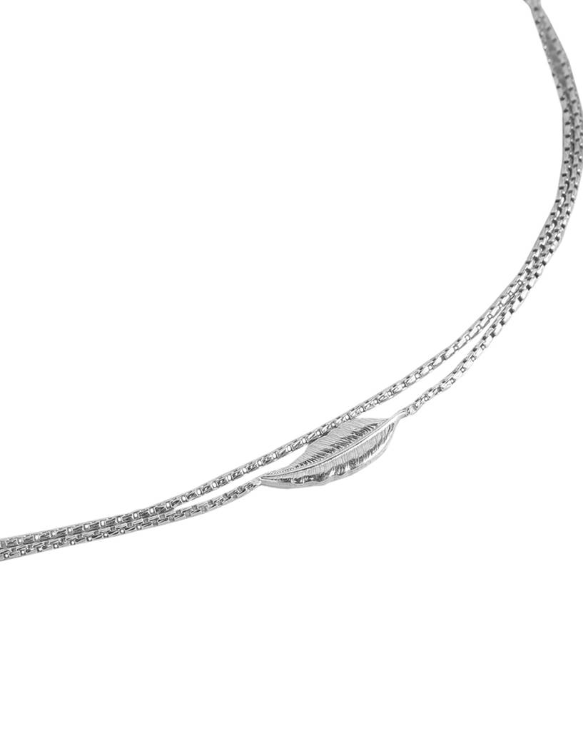 Carlton London 925 Sterling Silver Inline Leaf With Rhodium Plated Adjustable Anklet : SILA105
