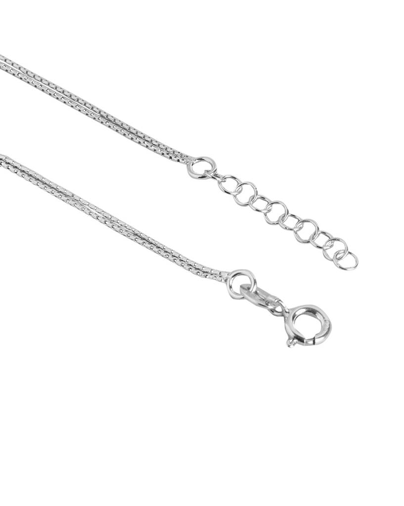 Carlton London 925 Sterling Silver Inline Leaf With Rhodium Plated Adjustable Anklet : SILA105