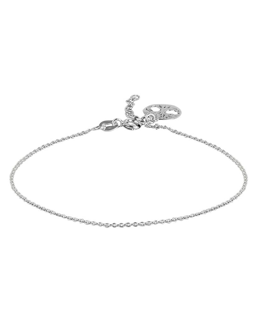 925 Sterling Silver Dangling Kalpvruksh With Rhodium Plated Charm Adjustable Anklet : SILA106