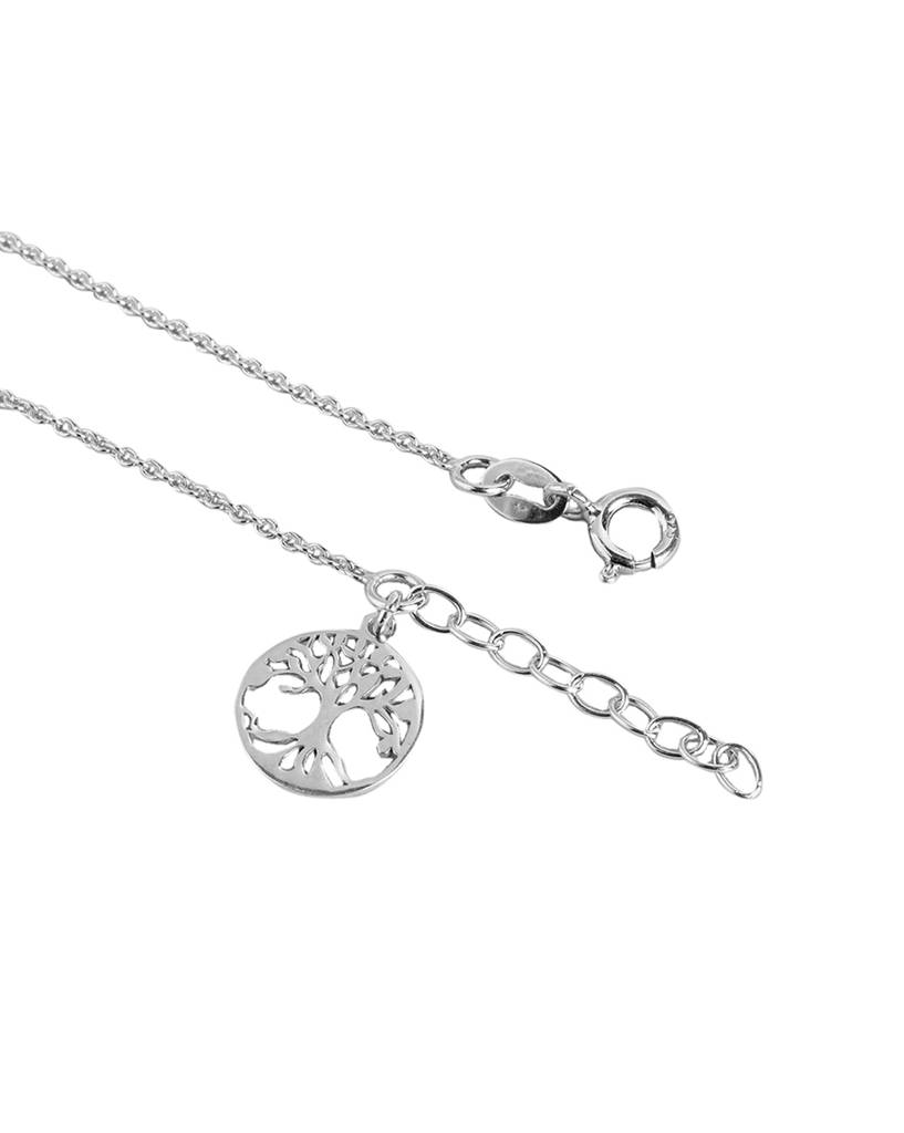 925 Sterling Silver Dangling Kalpvruksh With Rhodium Plated Charm Adjustable Anklet : SILA106