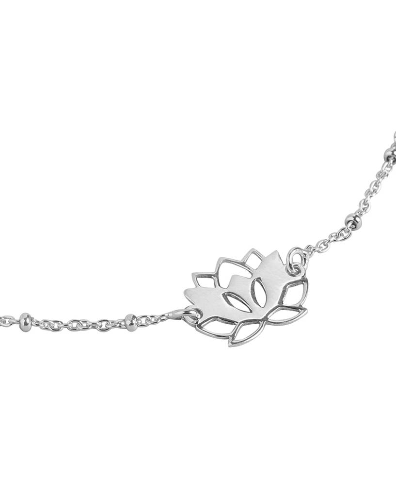 Carlton London 925 Sterling Silver Inline Floral With Rhodium Plated Adjustable Anklet : SILA109