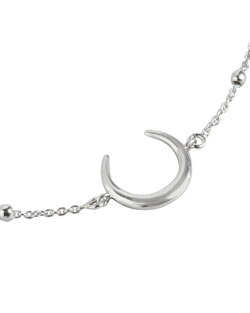 Carlton London 925 Sterling Silver Moon Rhodium Plated Adjustable Charm Anklet : SILA110