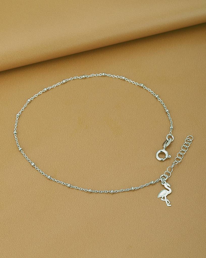 Carlton London 925 Sterling Silver Rhodium Plated Charm Adjustable Anklet : SILA114