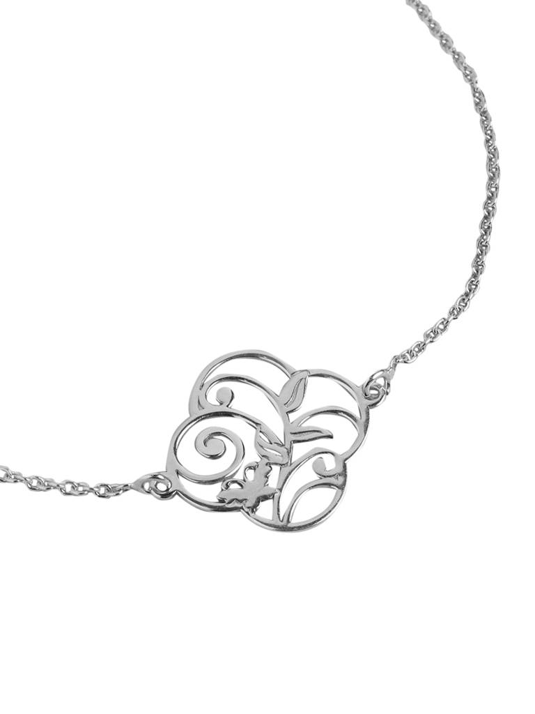 Carlton London 925 Sterling Silver Rhodium Plated Floral Stylish Adjustable Charm Bracelet : SILB121