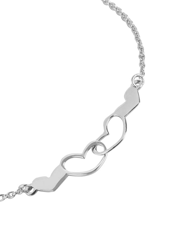Carlton London 925 Sterling Silver Rhodium Plated Heart Duo Bracelet, Adjustable : SILB123