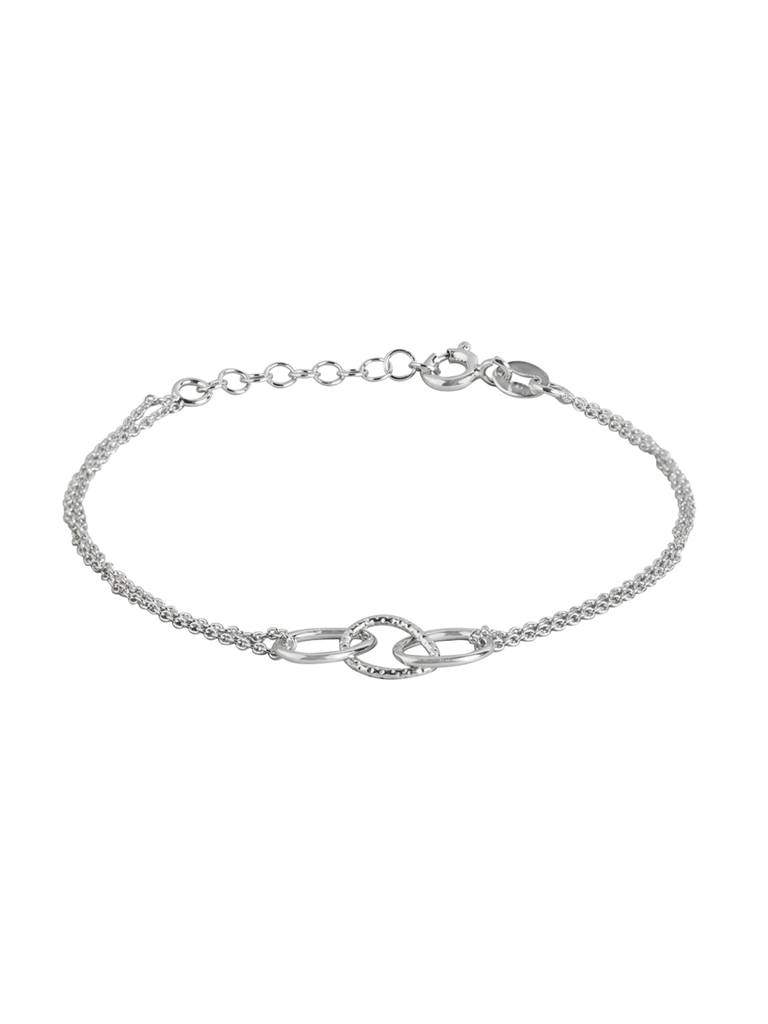 Carlton London 925 Sterling Silver Rhodium Plated Double Chain Adjustable Link Bracelet : SILB125