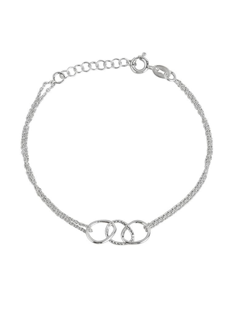 Carlton London 925 Sterling Silver Rhodium Plated Double Chain Adjustable Link Bracelet : SILB125