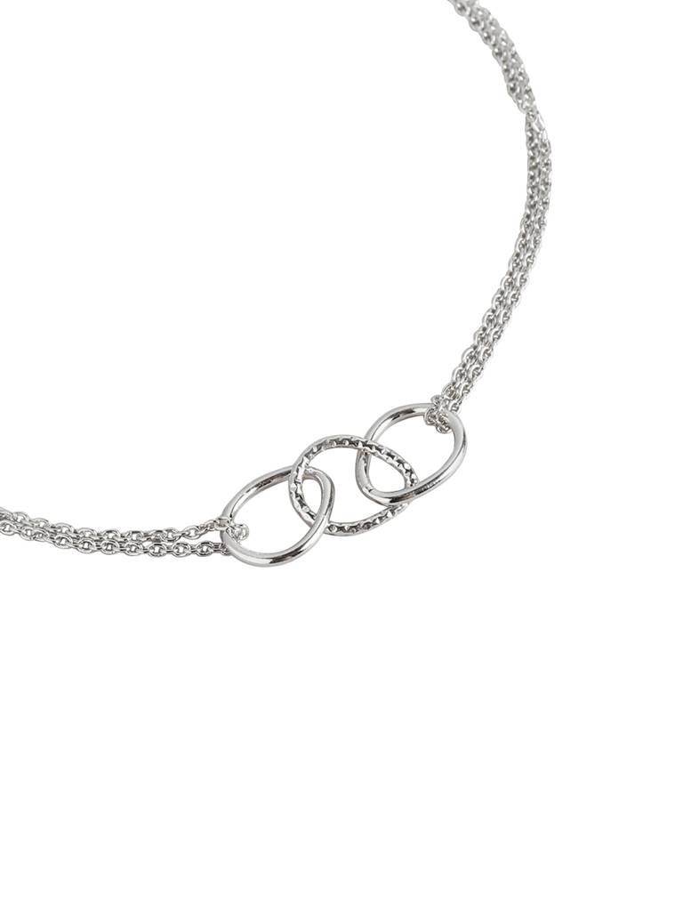 Carlton London 925 Sterling Silver Rhodium Plated Double Chain Adjustable Link Bracelet : SILB125