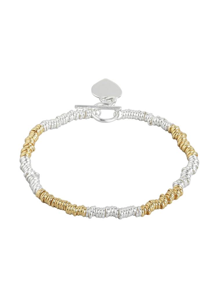 Carlton London 925 Sterling Silver Rhodium Plated With Gold Embellished Fancy Bracelet : SILB135