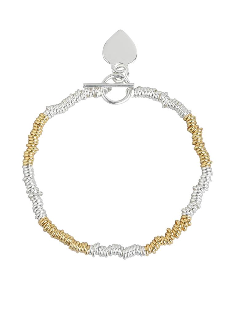 Carlton London 925 Sterling Silver Rhodium Plated With Gold Embellished Fancy Bracelet : SILB135