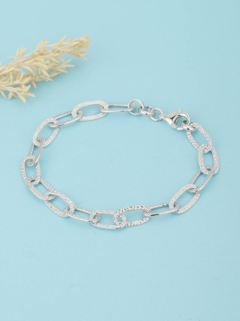 Carlton London 925 Sterling Silver Rhodium Plated Link Bracelet : SILB136