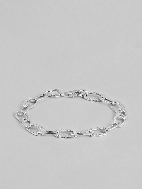 Carlton London 925 Sterling Silver Rhodium Plated Link Bracelet : SILB136