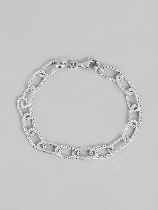 Carlton London 925 Sterling Silver Rhodium Plated Link Bracelet : SILB136