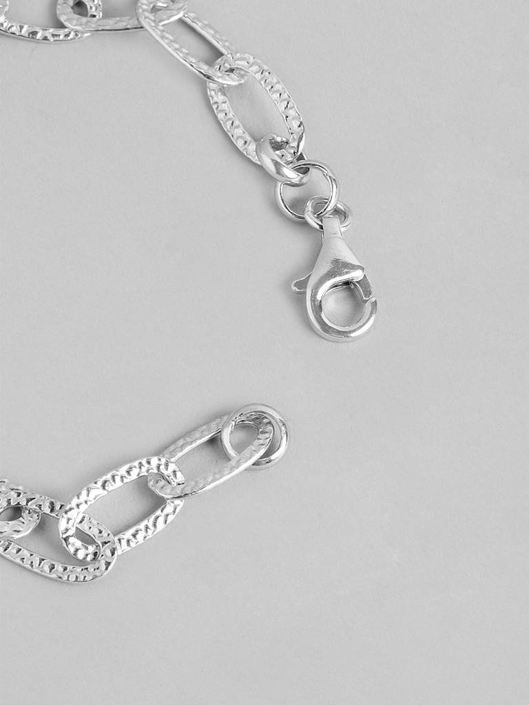 Carlton London 925 Sterling Silver Rhodium Plated Link Bracelet : SILB136