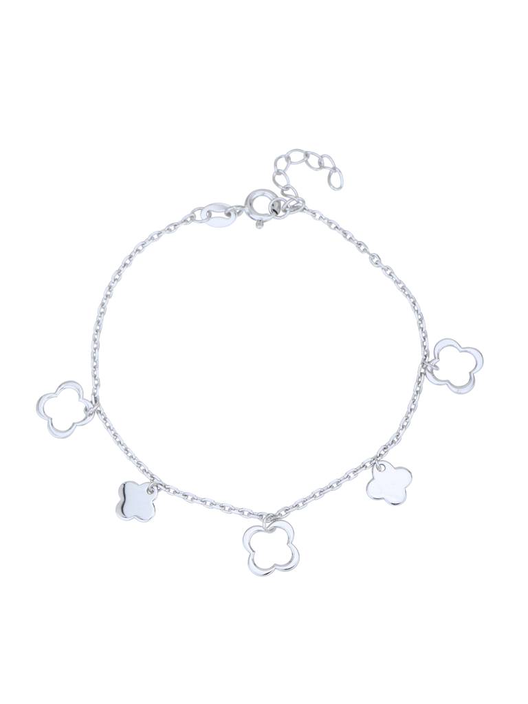 Carlton London Women Sterling Silver Handcrafted Rhodium-Plated Charm Bracelet. : SILB389