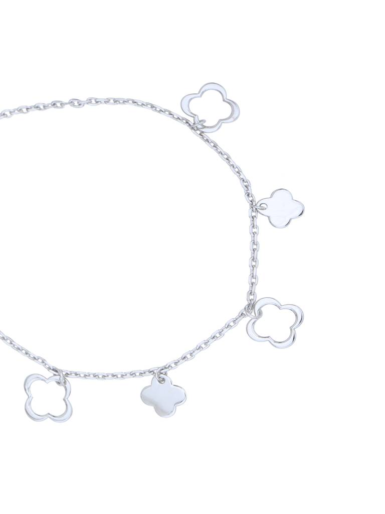 Carlton London Women Sterling Silver Handcrafted Rhodium-Plated Charm Bracelet. : SILB389