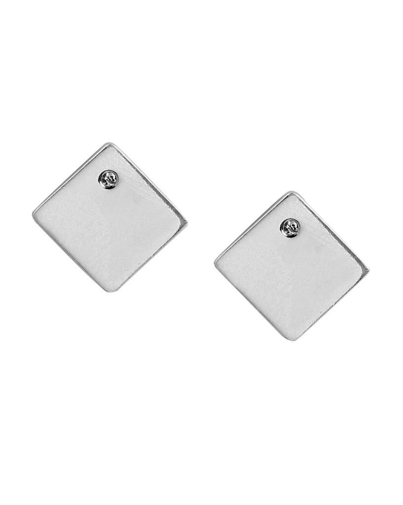 Carlton London Rhodium-Plated 925 Sterling Silver Cz Studs : SILE142