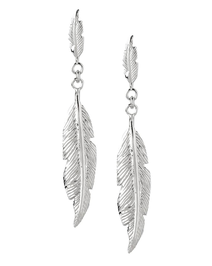 Carlton London Rhodium-Plated Leaf Shaped 925 Sterling Silver Drop Earrings : SILE143