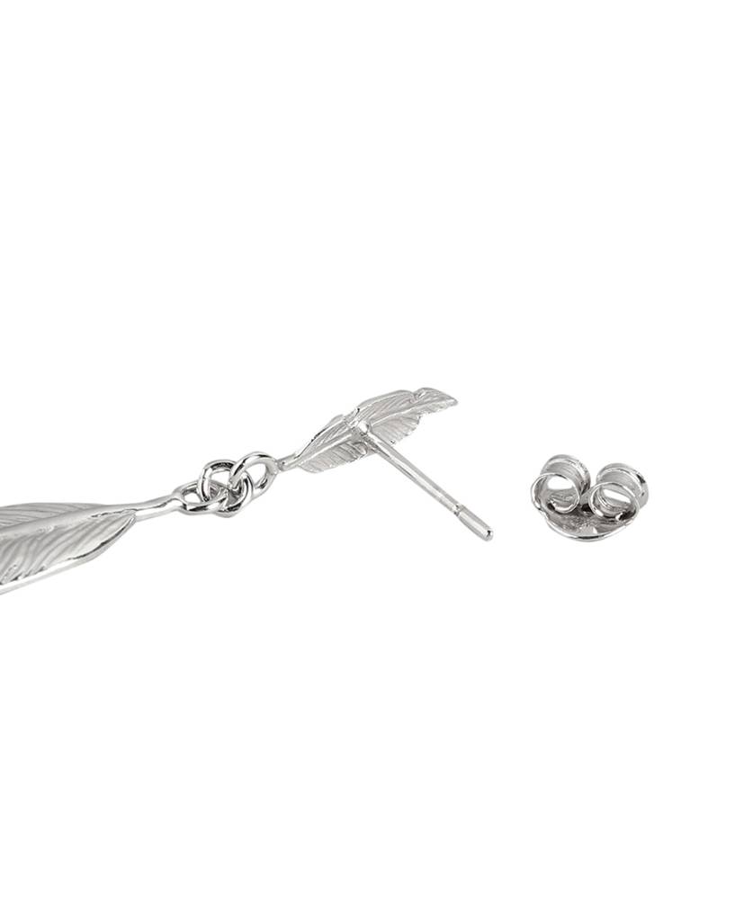 Carlton London Rhodium-Plated Leaf Shaped 925 Sterling Silver Drop Earrings : SILE143