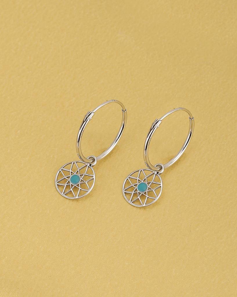 Carlton London Rhodium-Plated Circular 925 Sterling Silver Hoop Earrings : SILE168
