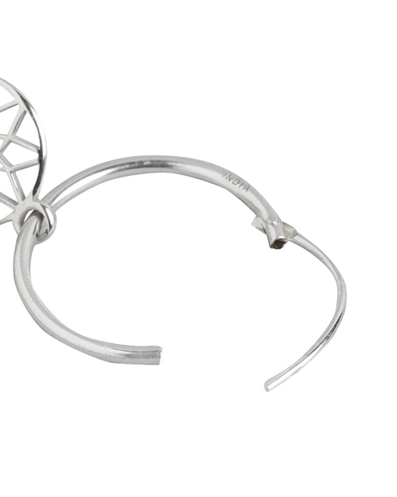 Carlton London Rhodium-Plated Circular 925 Sterling Silver Hoop Earrings : SILE168