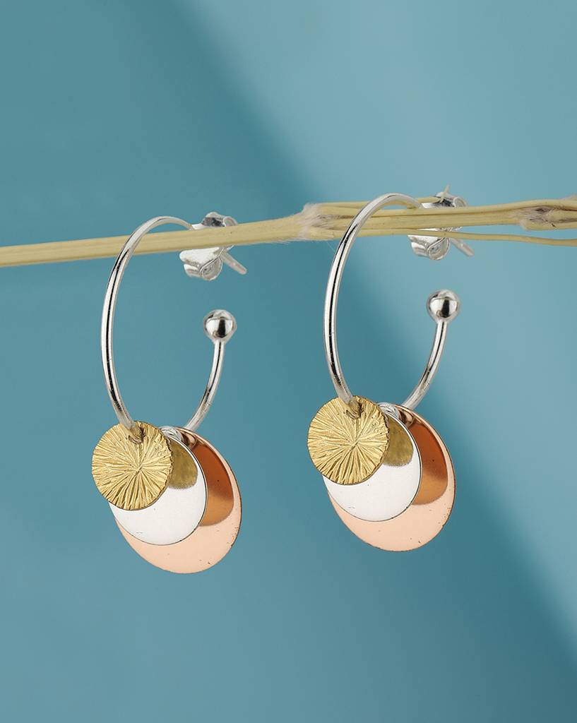 Carlton London Rhodium--Plated Circular 925 Sterling Silver Hoop Earrings : SILE180