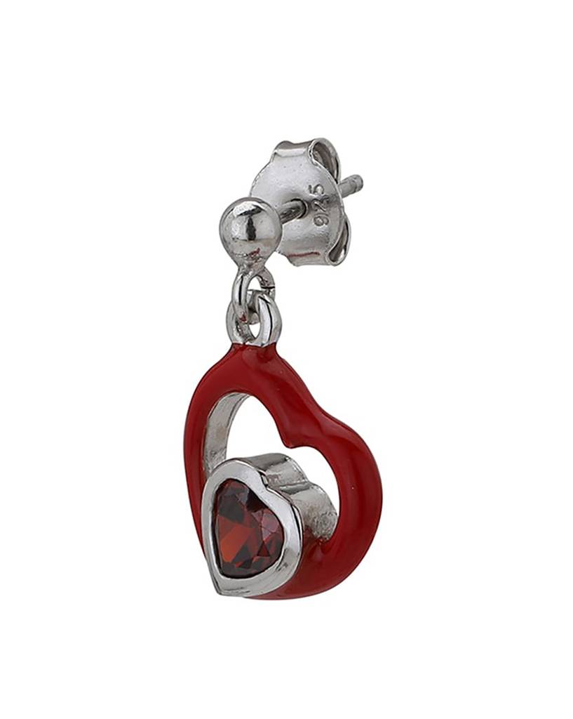 Carlton London Sterling Silver Rhodium-Plated Cubic Zirconia Heart Shaped Drop Earrings : SILE222