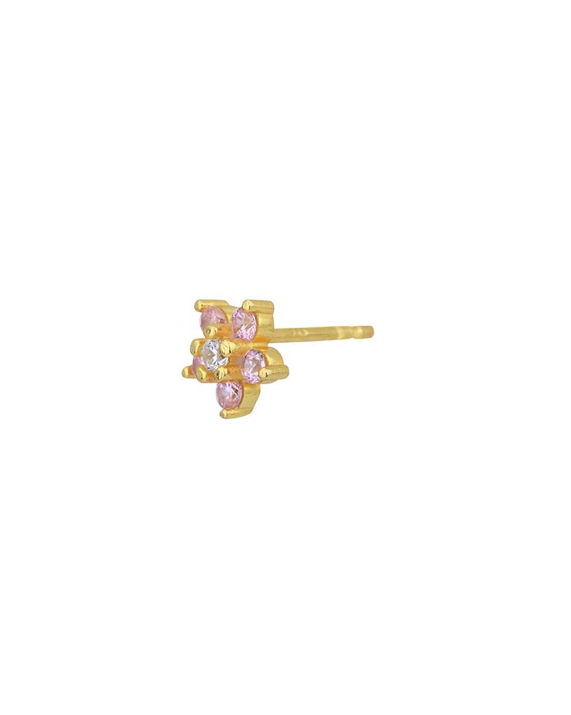 Carlton London 925 Sterling Silver 18Kt Gold-Plated Cz-Studded Floral Studs Earrings : SILE329