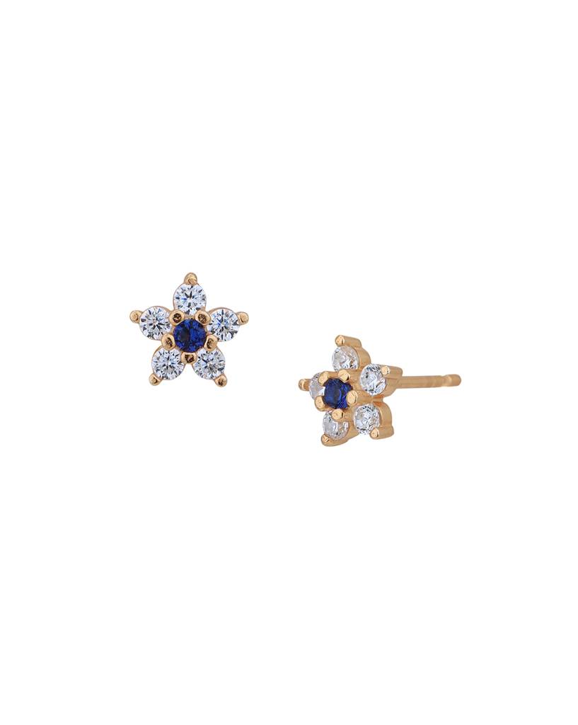Carlton London 925 Sterling Silver 18Kt Rose Gold-Plated Cz-Studded Floral Studs Earrings : SILE330