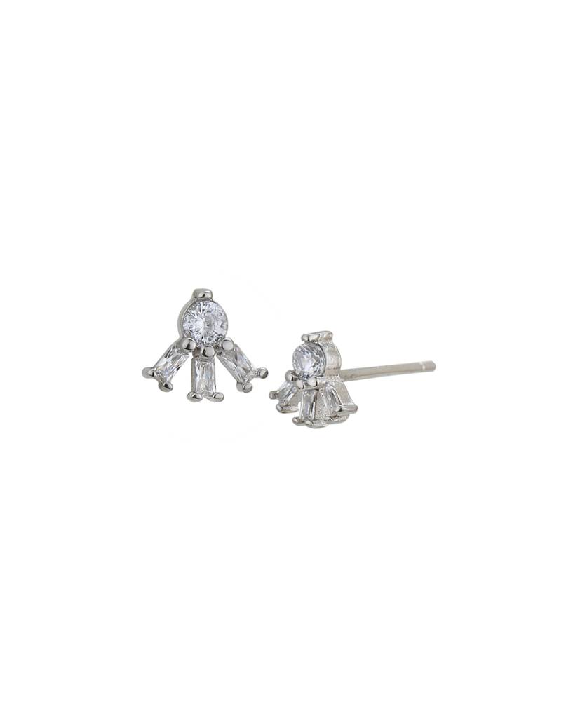 Carlton London Rhodium-Plated Contemporary Cubic Zirconia Sterling Silver Studs : SILE364