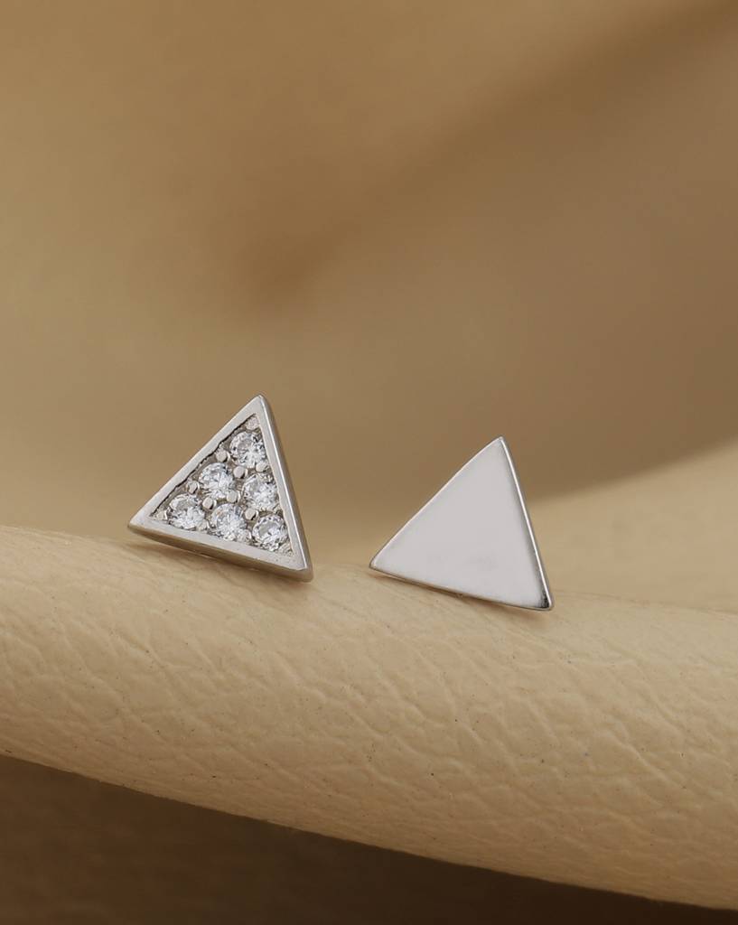 Carlton London 925 Sterling Silver Rhodium-Plated Cubic Zirconia Stud Earrings : SILE371
